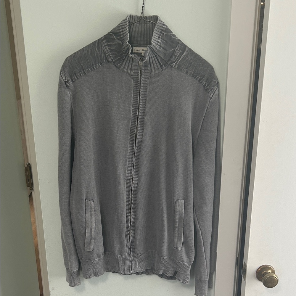 Calvin Klein Men's Zip-Up Sweater in Gray